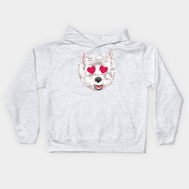 Westie Heart Emoji Kids Hoodie by MichellePhong